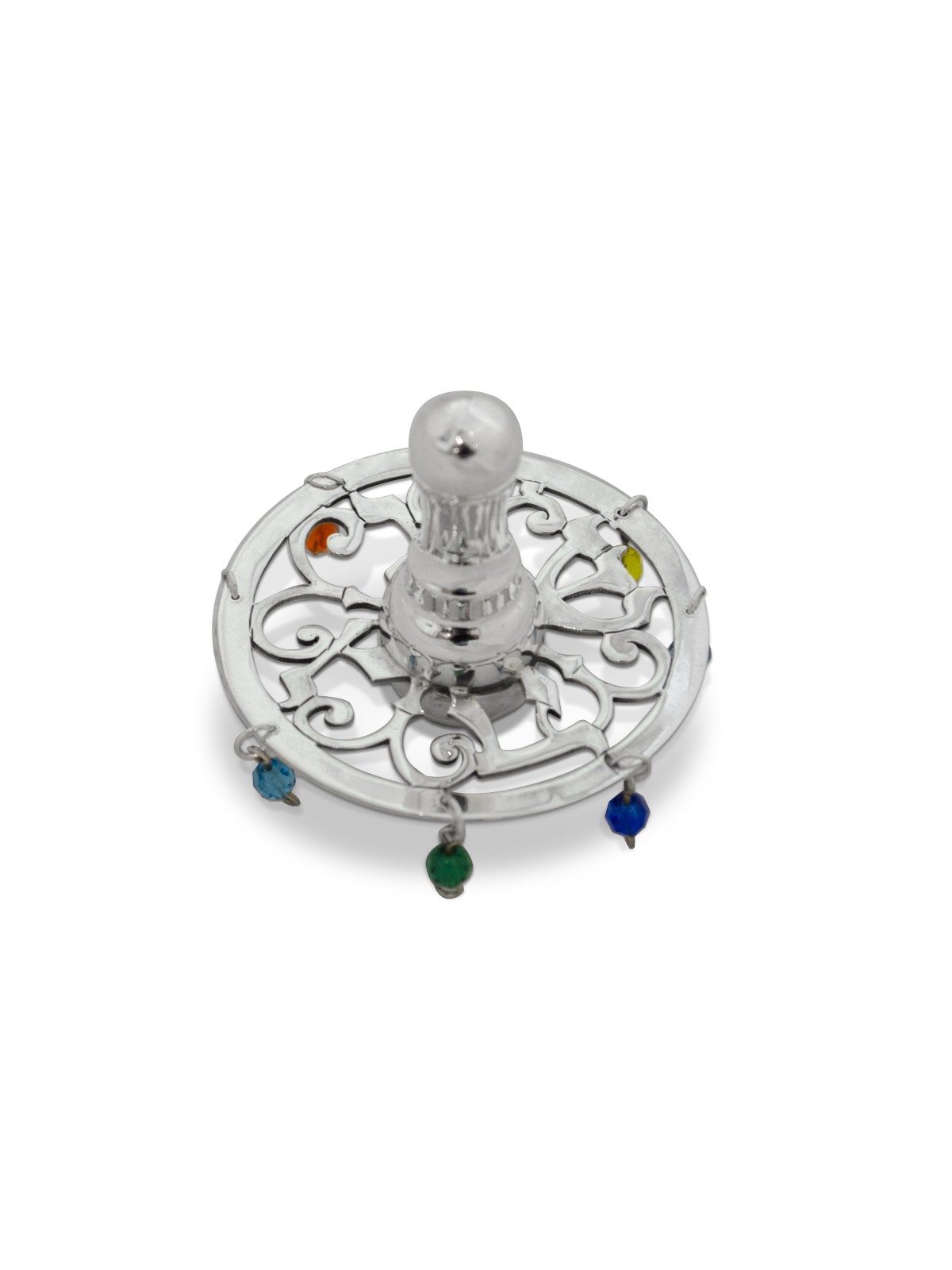 Hollow Dreidel with Multicolored Crystal Beads , Dreidels , Israeli Ju