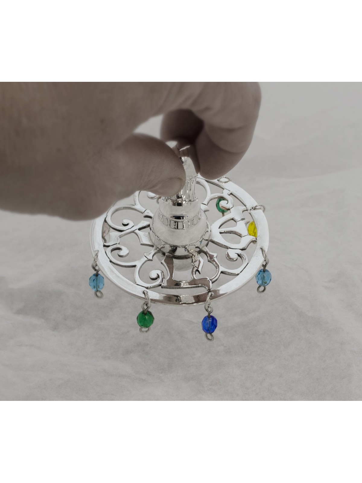 Hollow Dreidel with Multicolored Crystal Beads , Dreidels , Israeli Ju