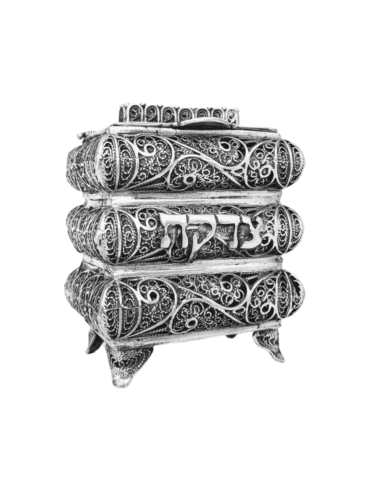 Petite forme unique de couches boîte de Tzedakah en argent, boîtes de Tzedakah, est