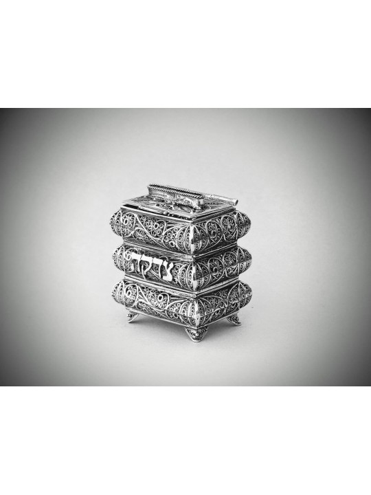 Small Unique Shape of Layers Silver Tzedakah box , Tzedakah Boxes , Is