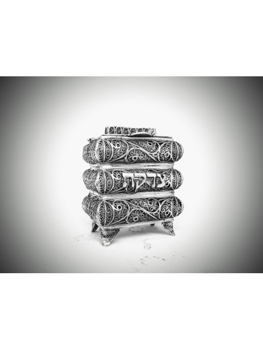 Petite forme unique de couches boîte de Tzedakah en argent, boîtes de Tzedakah, est