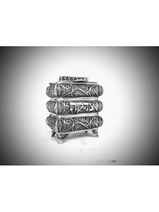 Petite forme unique de couches boîte de Tzedakah en argent, boîtes de Tzedakah, est