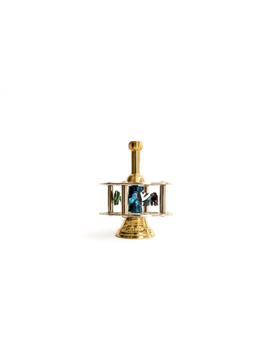 Dreidel with Cold Enamel & Brass Handle , Dreidels , Israeli Judaica