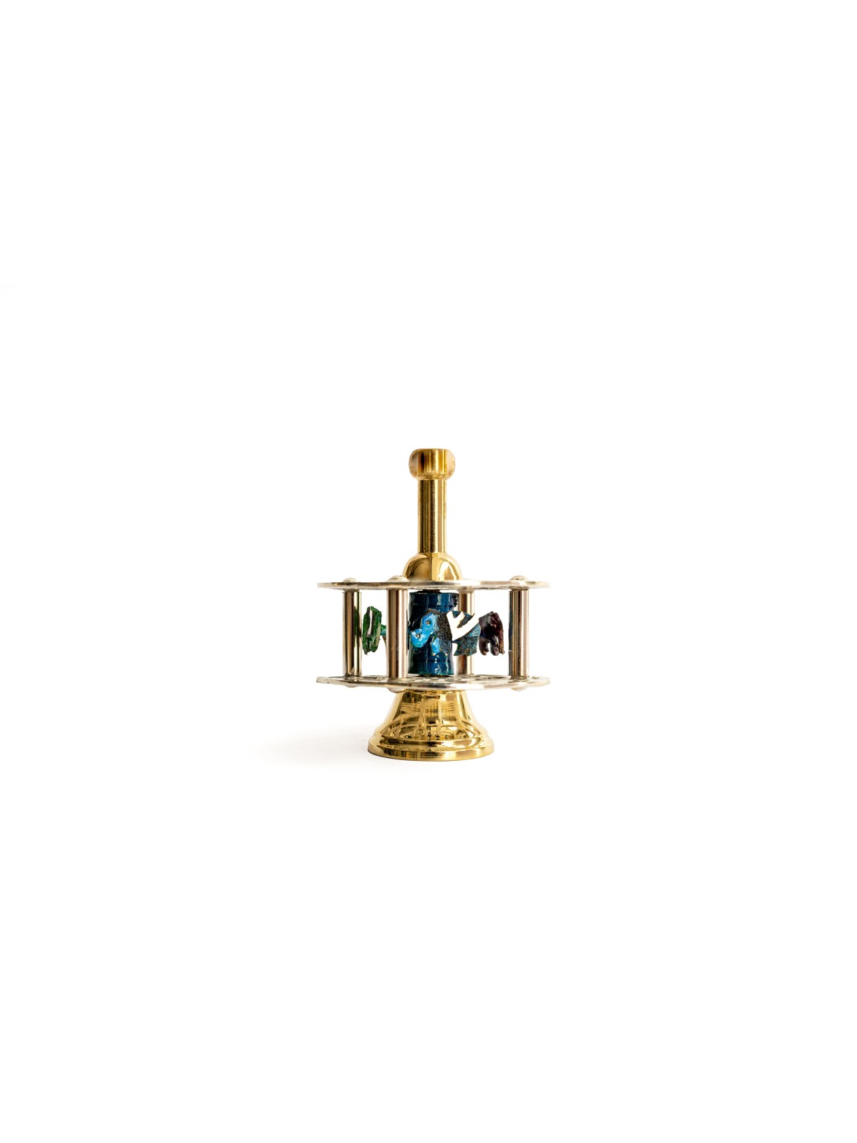 Dreidel with Cold Enamel & Brass Handle , Dreidels , Israeli Judaica