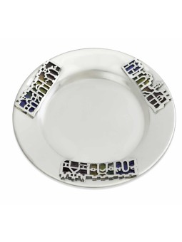 Assiette en forme de Jérusalem pour coupe de Kiddouch décorée wi, cadeaux Tu B'Av, I