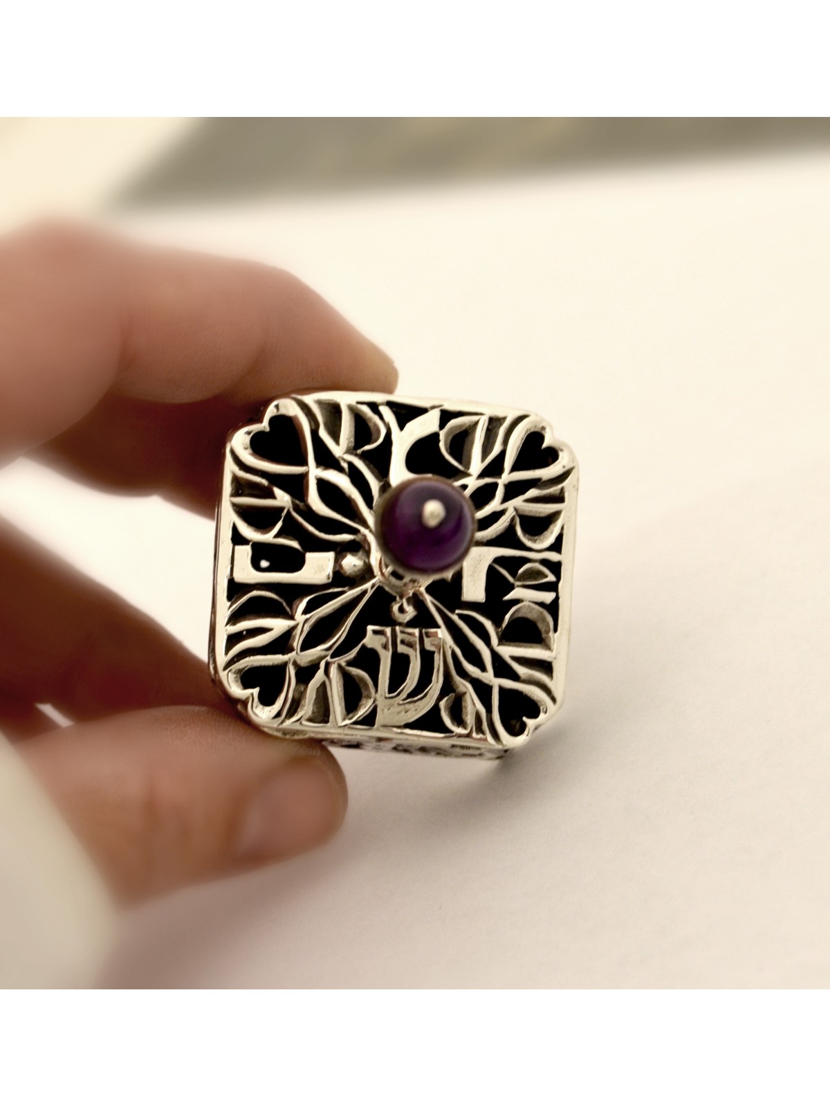 Dreidel en argent sterling avec pierres semi-précieuses , Dreidels , israélien