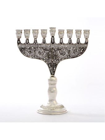 Sterling Silver Hanukkah Menorah , Cadeaux Tu B'Av , Judaica israélien