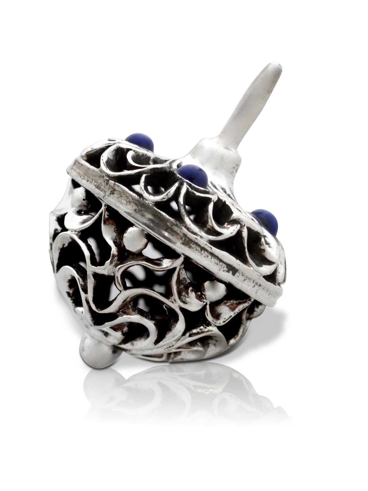 Stunning Filigree 925 Sterling Silver Dreidel , Dreidels , Israeli Jud