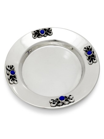 Plaque florale en argent sterling avec lapis naturel La, cadeaux Tu B'Av, I