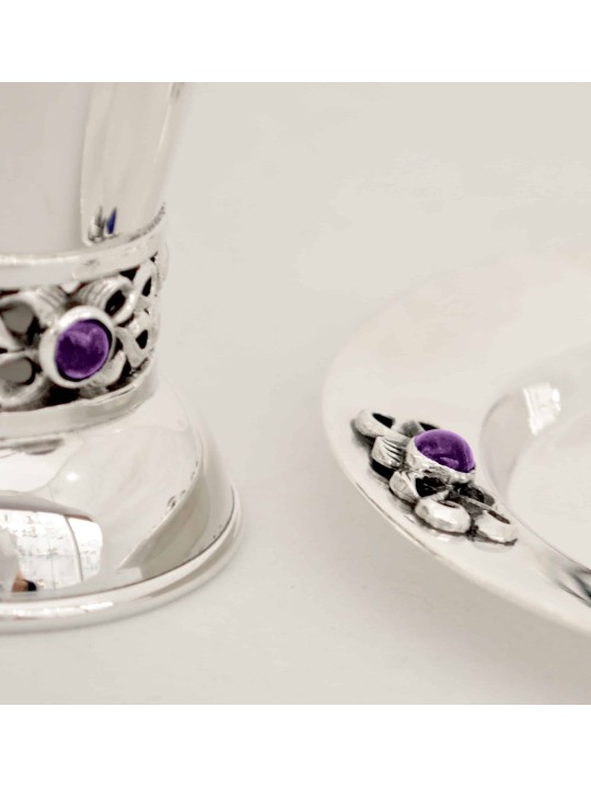 Assiette décorée en argent sterling pour Kiddouch avec A , Cadeaux Tu B'Av , I