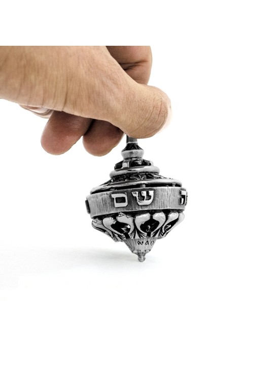 Grand argent sterling Hanukkah Dreidel , Dreidels , Judaica israélien