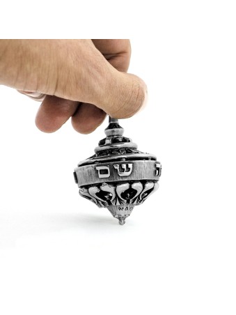 Large Sterling Silver Hanukkah Dreidel , Dreidels , Israeli Judaica