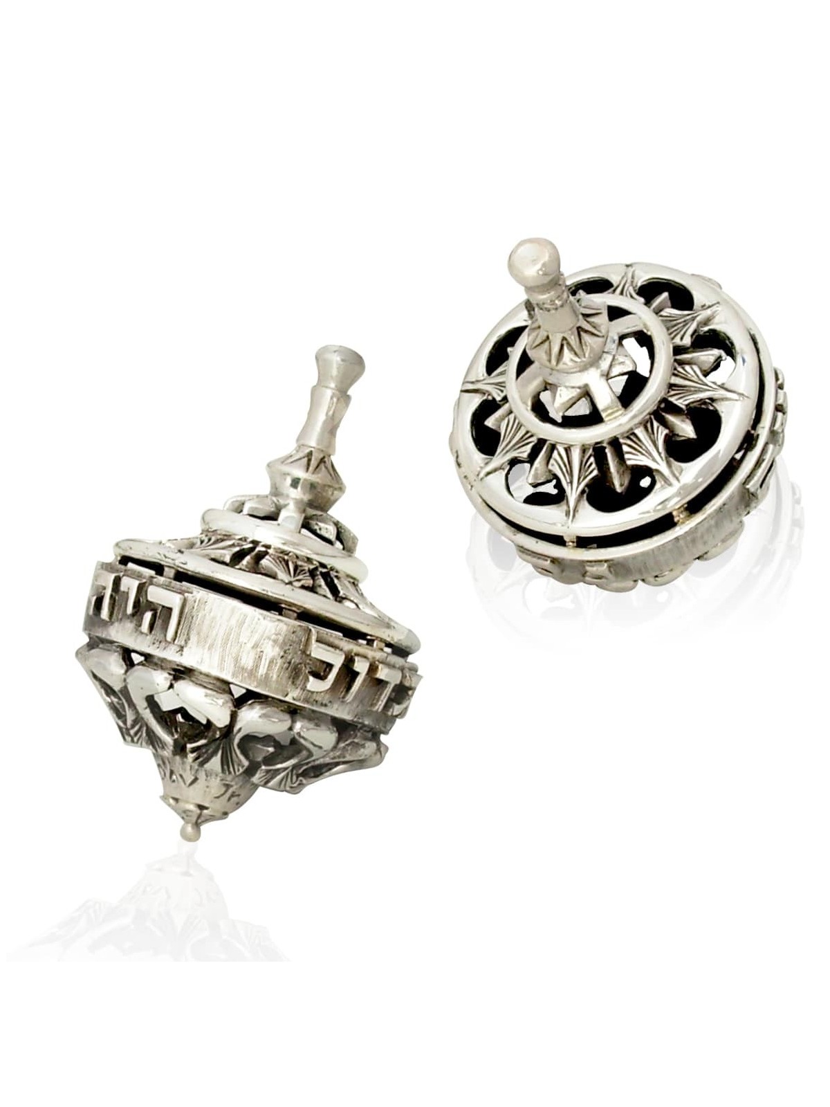 Grand argent sterling Hanukkah Dreidel , Dreidels , Judaica israélien