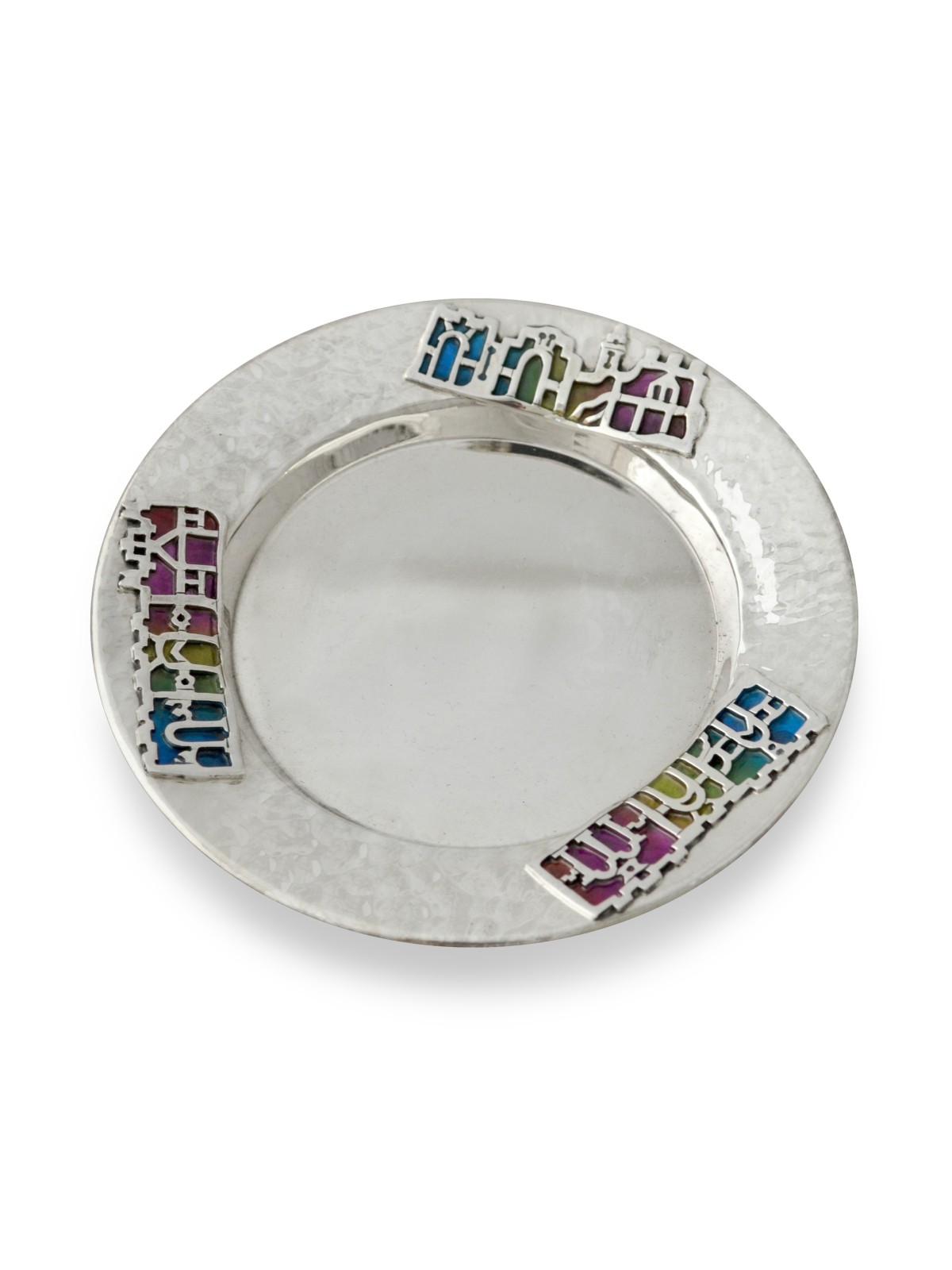 Hammered Plate for Kiddush Cup with Jerusalem Land , Tu B'Av Gifts , I