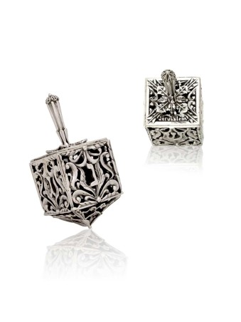 Traditional Dreidel Design Sterling Silver , Dreidels , Israeli Judaic