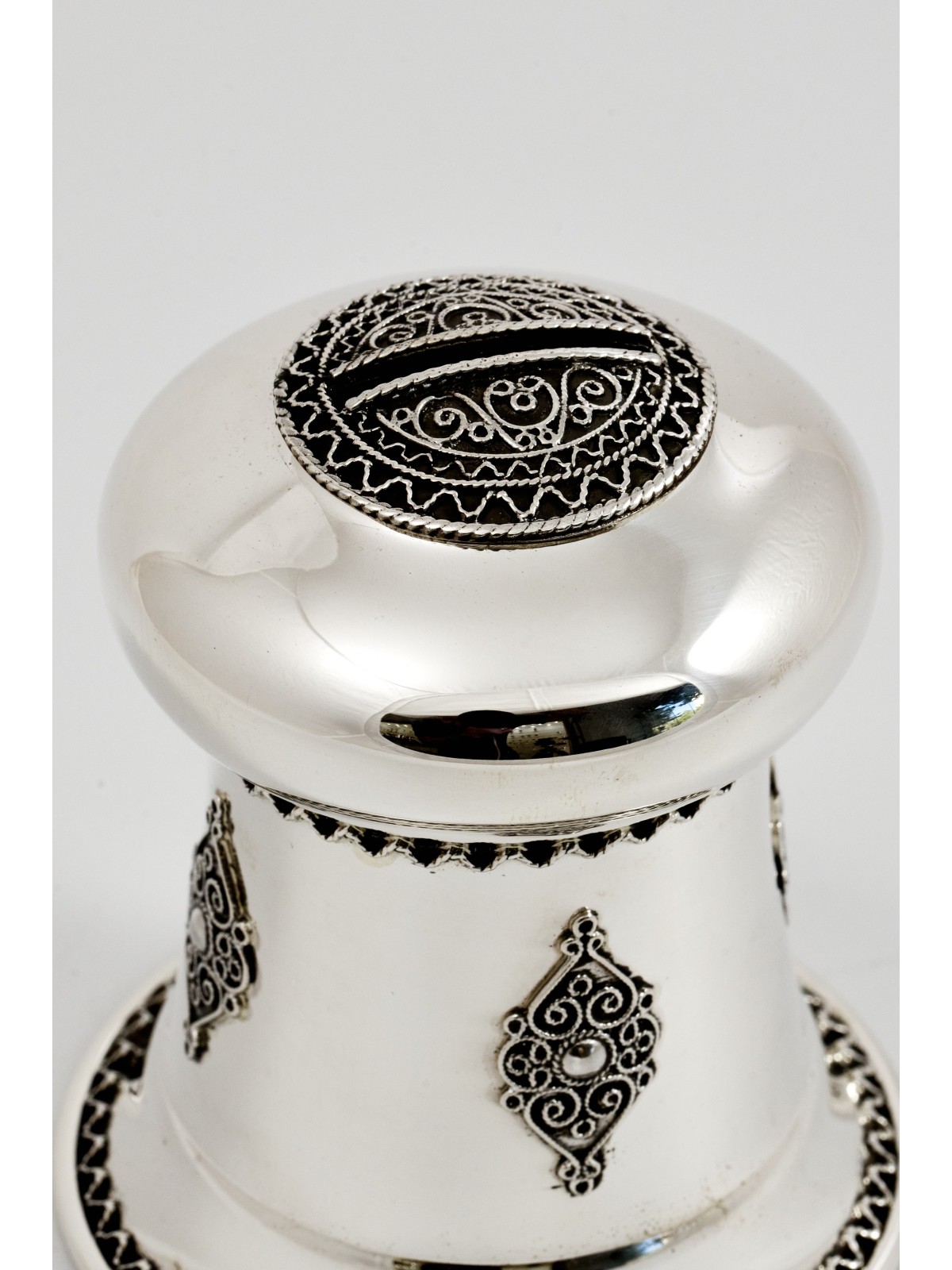Traditional Sterling Silver Filigree Tzedakah Box , Tzedakah Boxes , I