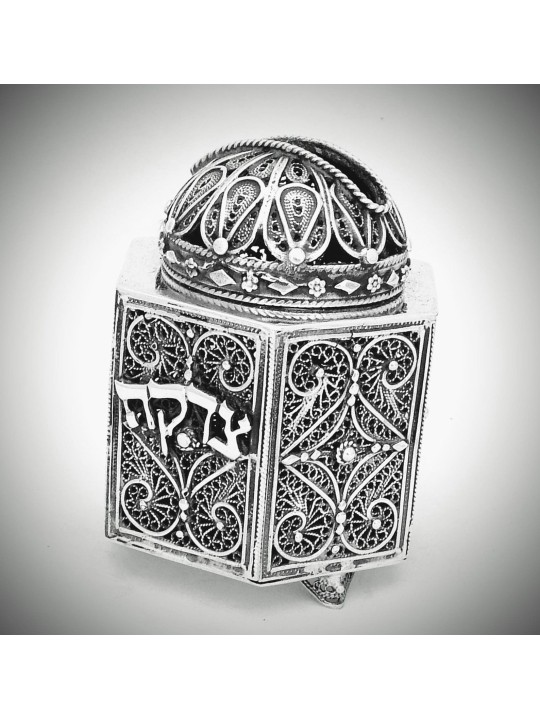 Boîte de charité hexagonale de style vintage de petite taille, boîtes Tzedakah,