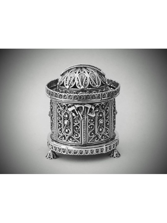 Brilliant Small Silver Special Round Shape Tzedaka , Tzedakah Boxes ,