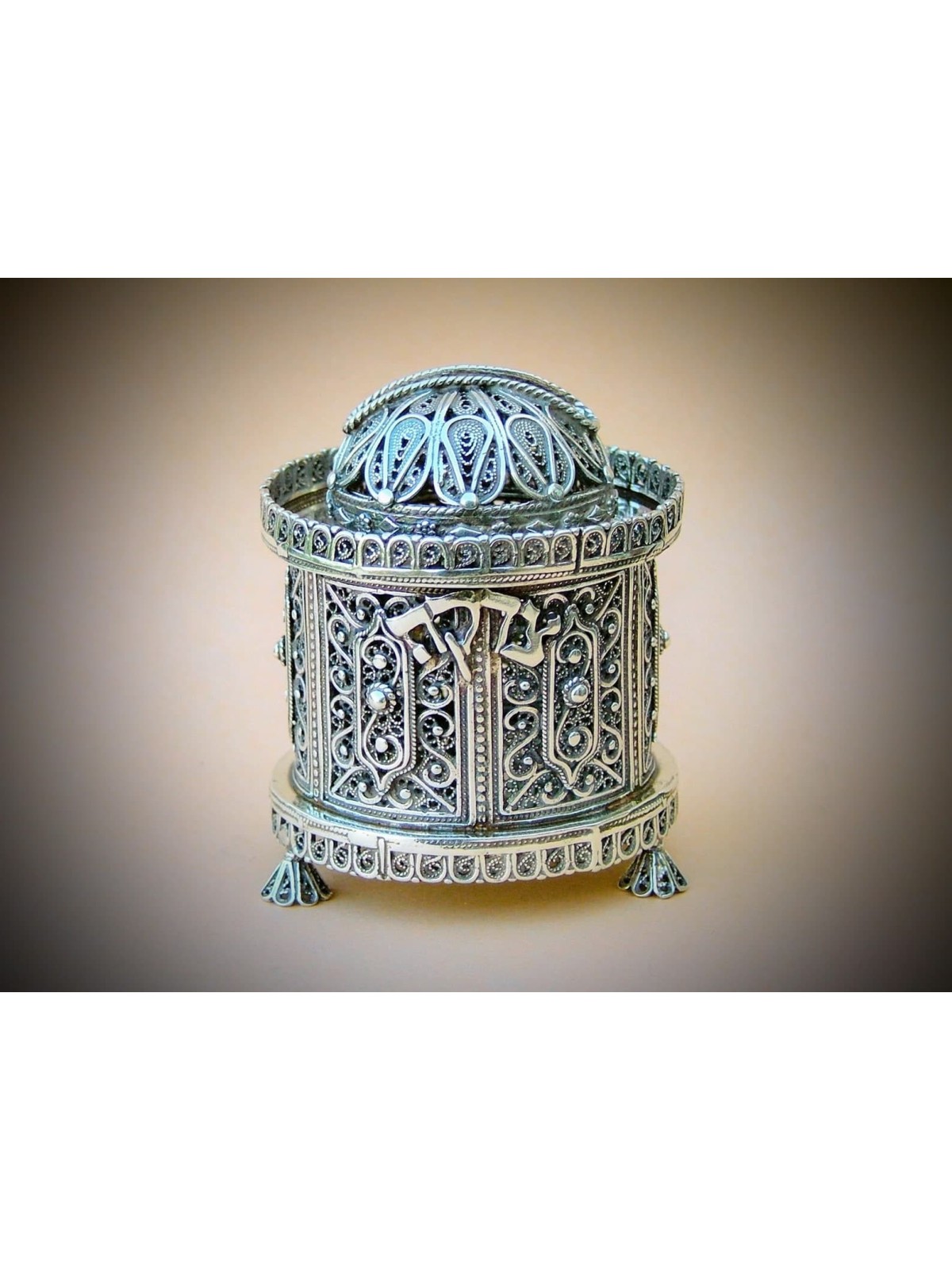 Brilliant Small Silver Special Round Shape Tzedaka , Tzedakah Boxes ,