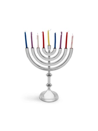 זרועות מסתובבות גדולות חנוכיית אלומיניום מכסף מבריק wi , Jewish Wedding Gi