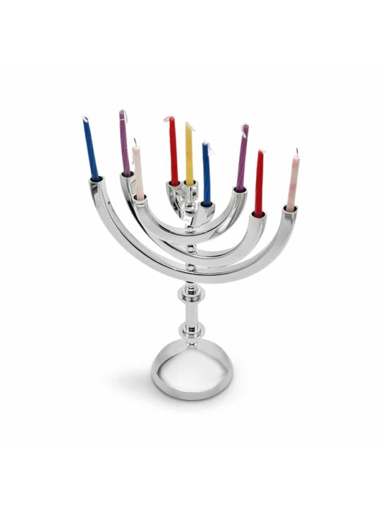 זרועות מסתובבות גדולות חנוכיית אלומיניום מכסף מבריק wi , Jewish Wedding Gi
