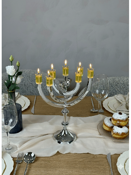 Menorah en aluminium argenté brillant à grands bras rotatifs, Gi de mariage juif