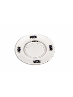 Assiette de coupe de Kiddouch en argent avec pierre de lapis sertie à la main, cadeaux Tu B'Av, I