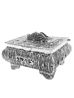 Royal Filigree Desgin Treasure Chest Square Tzedak , Boîtes Tzedakah ,