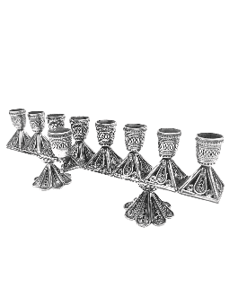 Triangles Shape Filigree Flipping Hanukkah Menorah , Tu B'Av Gifts , I