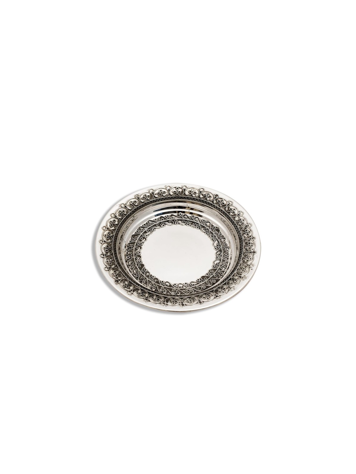 Yemenite Filigree Kiddush Plate Handcrafted Sterli , Tu B'Av Gifts , I