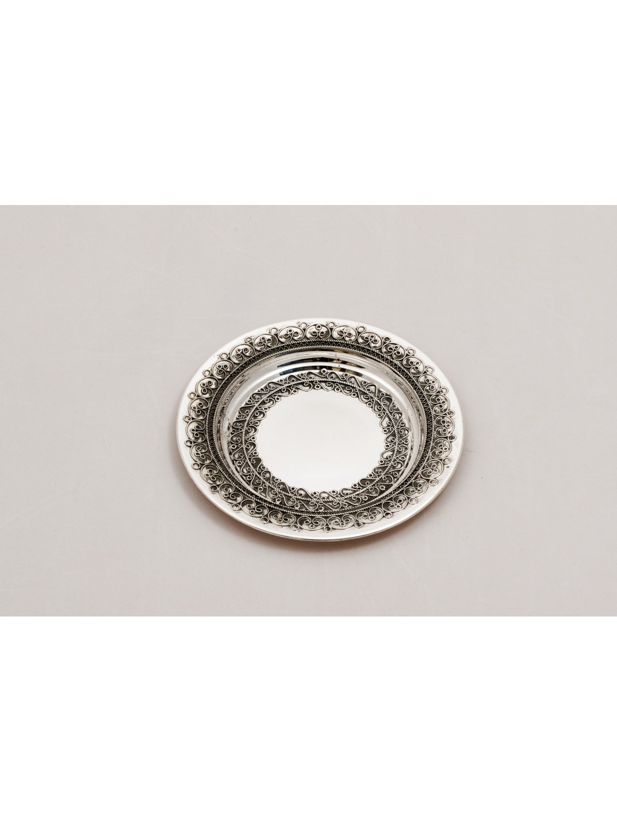 Yemenite Filigree Kiddush Plate Handcrafted Sterli , Tu B'Av Gifts , I