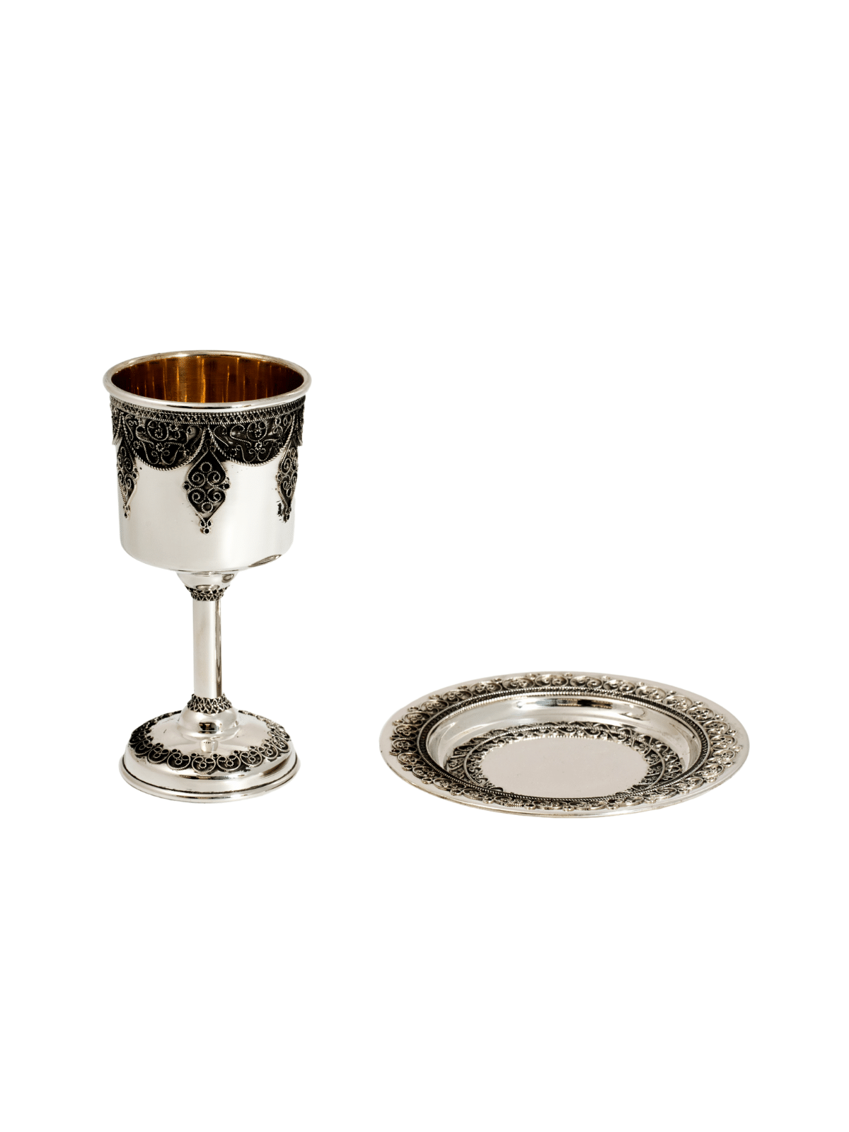 Yemenite Filigree Kiddush Plate Handcrafted Sterli , Tu B'Av Gifts , I
