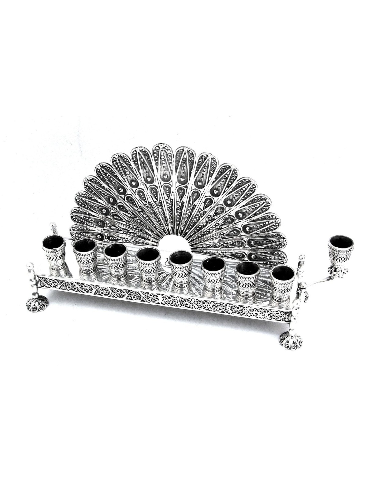 Superbe Hanukkah en argent en forme d'éventail de style vintage, cadeaux Tu B'Av, I