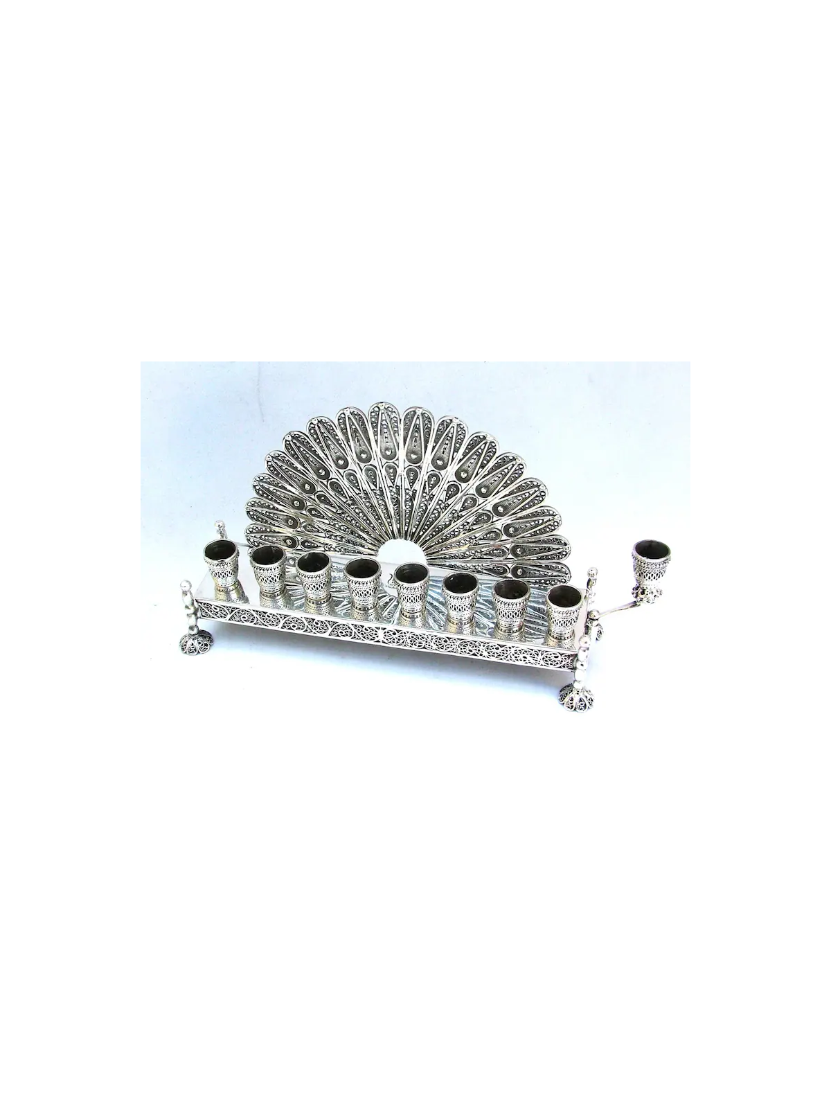 Superbe Hanukkah en argent en forme d'éventail de style vintage, cadeaux Tu B'Av, I