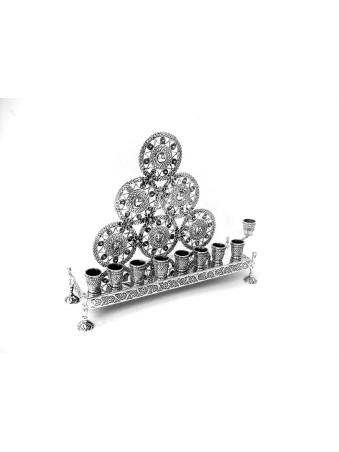 Cercles à l'ancienne filigrane argent Hanukkiyah w , Cadeaux Tu B'Av , I