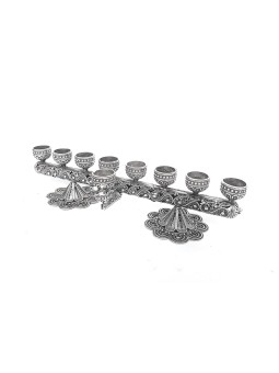 Menorah luxueuse et polyvalente au design floral, en argent sterling C