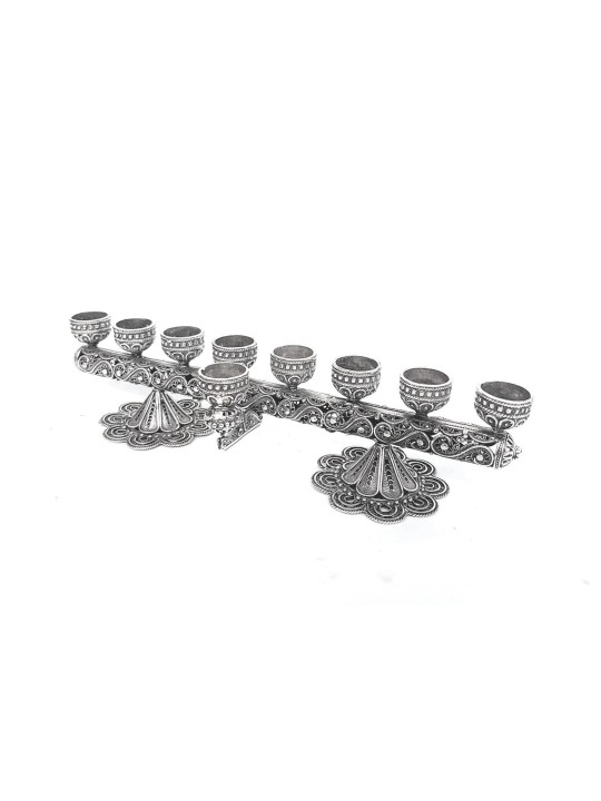 Menorah luxueuse et polyvalente au design floral, en argent sterling C
