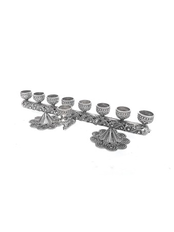 Menorah luxueuse et polyvalente au design floral, en argent sterling C