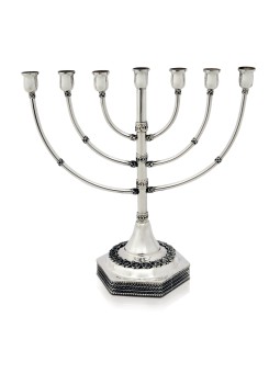 Seven Branches Menorah with Filigree Patterns , Hanukkah Gifts , Israe