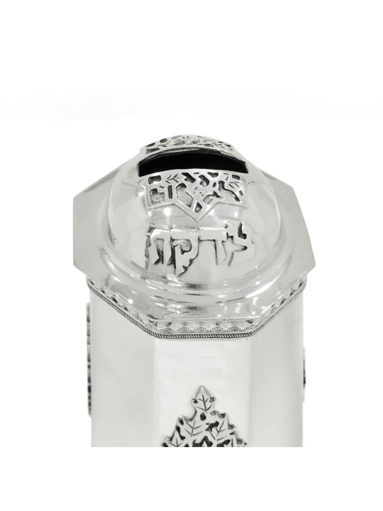Boîte de charité en filigrane de feuille d’argent sterling, boîtes de Tzedakah, J israélien