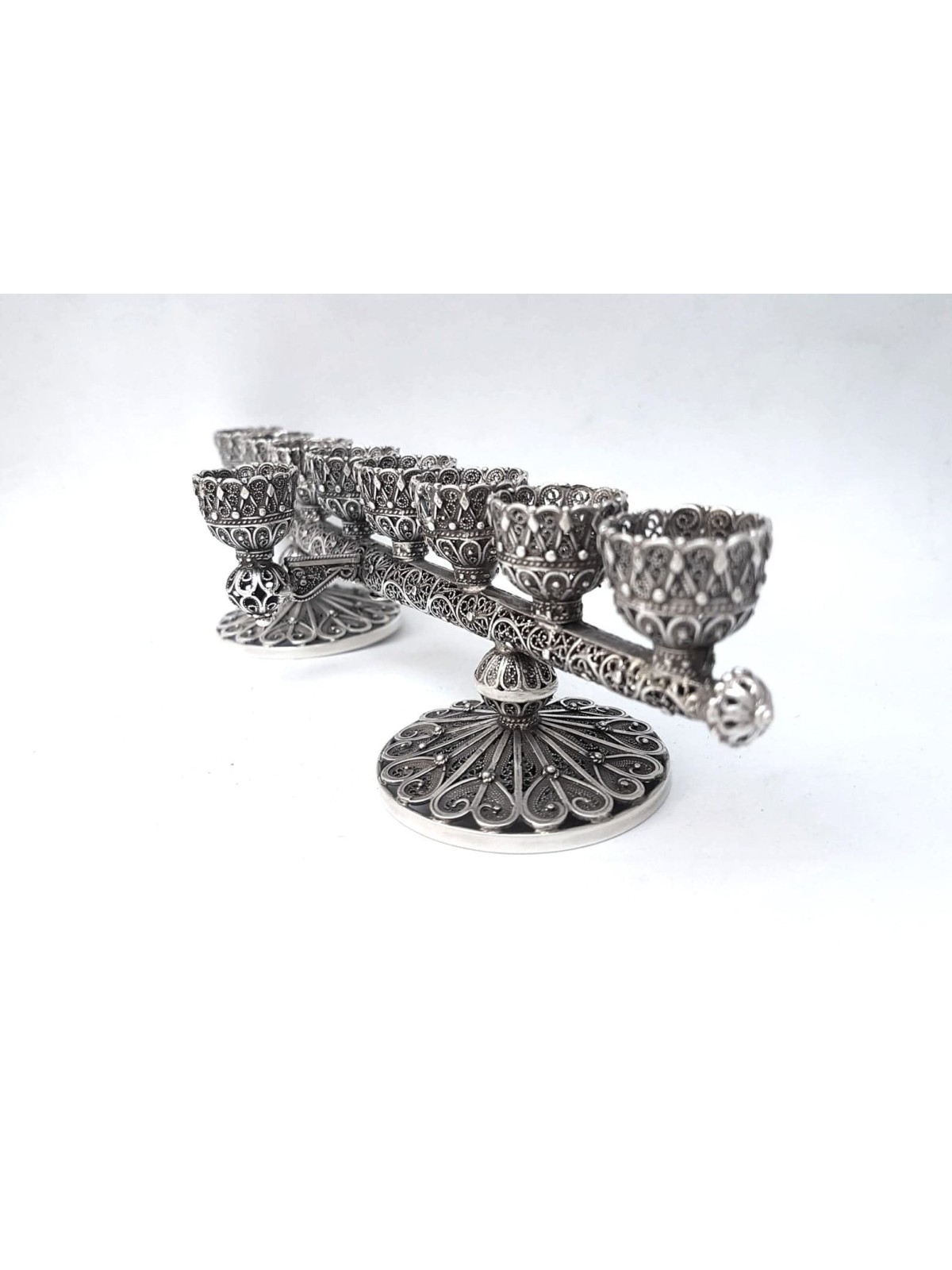Flipping Filigree Hanukkah Menorah and Candle Hold , Tu B'Av Gifts , I