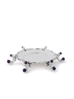 Plaque d'améthyste en argent avec améthyste semi-précieuse, cadeaux Tu B'Av, I