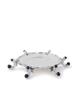 Silver Amethyst Plate With Semi-Precious Amethyst  , Tu B'Av Gifts , I