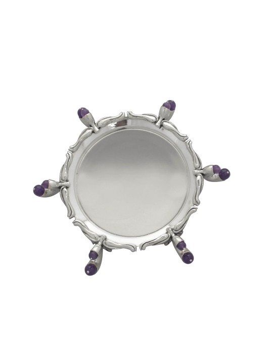 Silver Amethyst Plate With Semi-Precious Amethyst  , Tu B'Av Gifts , I