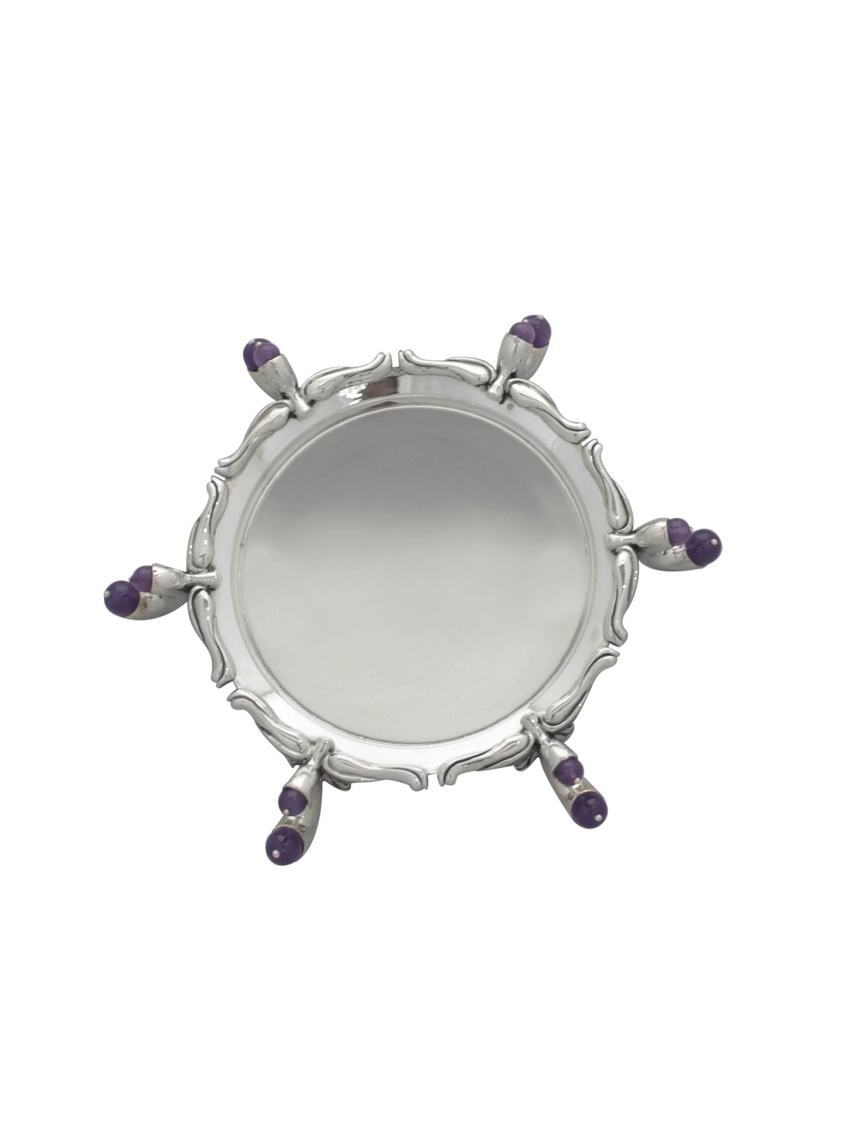 Plaque d'améthyste en argent avec améthyste semi-précieuse, cadeaux Tu B'Av, I