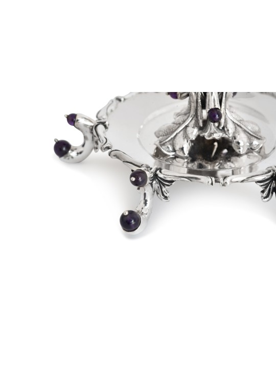 Silver Amethyst Plate With Semi-Precious Amethyst  , Tu B'Av Gifts , I