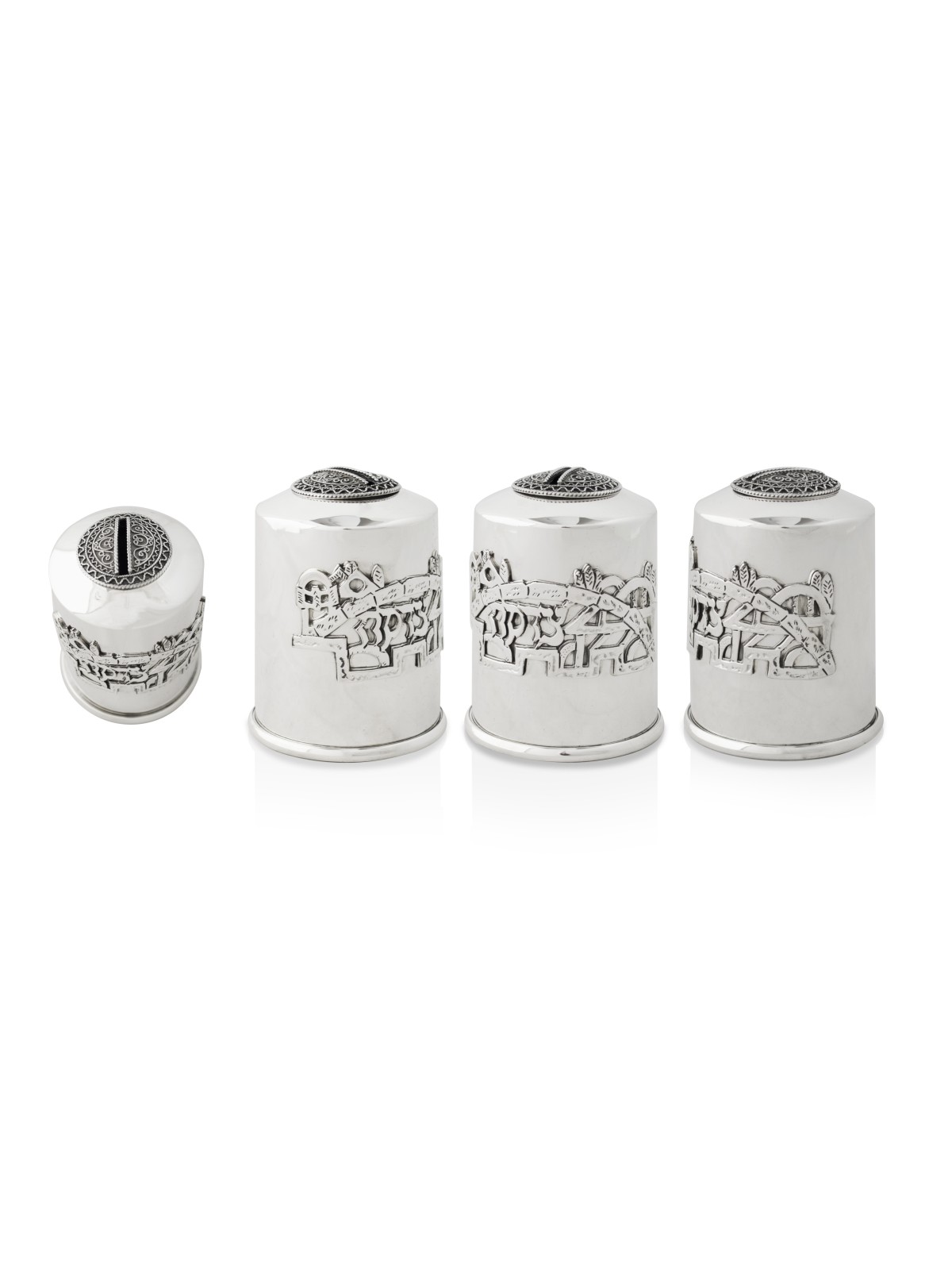 Unique Jerusalem Tzedakah Box Sterling Silver , Tzedakah Boxes , Israe