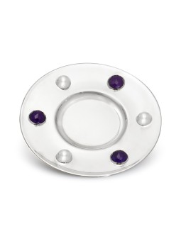 Plaque de Kiddouch en améthyste royale avec sphères d'argent, cadeaux Tu B'Av, Isr