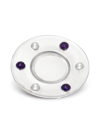 Plaque de Kiddouch en améthyste royale avec sphères d'argent, cadeaux Tu B'Av, Isr