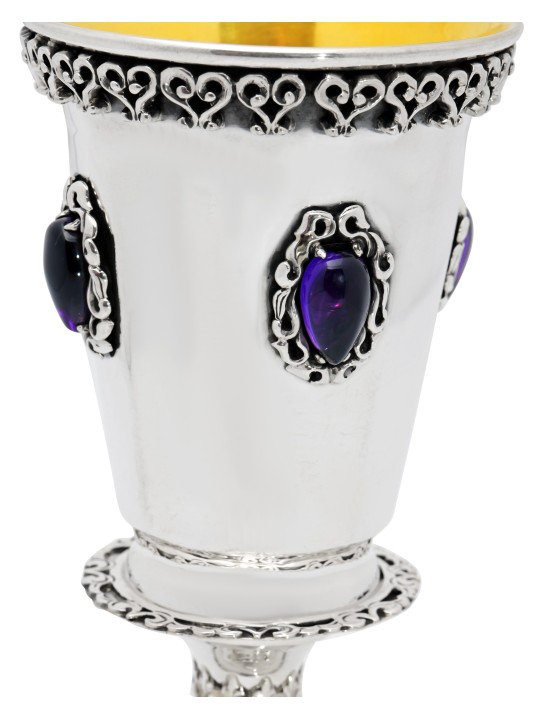 Royal Amethyst Kiddush Plate with Silver Spheres , Tu B'Av Gifts , Isr